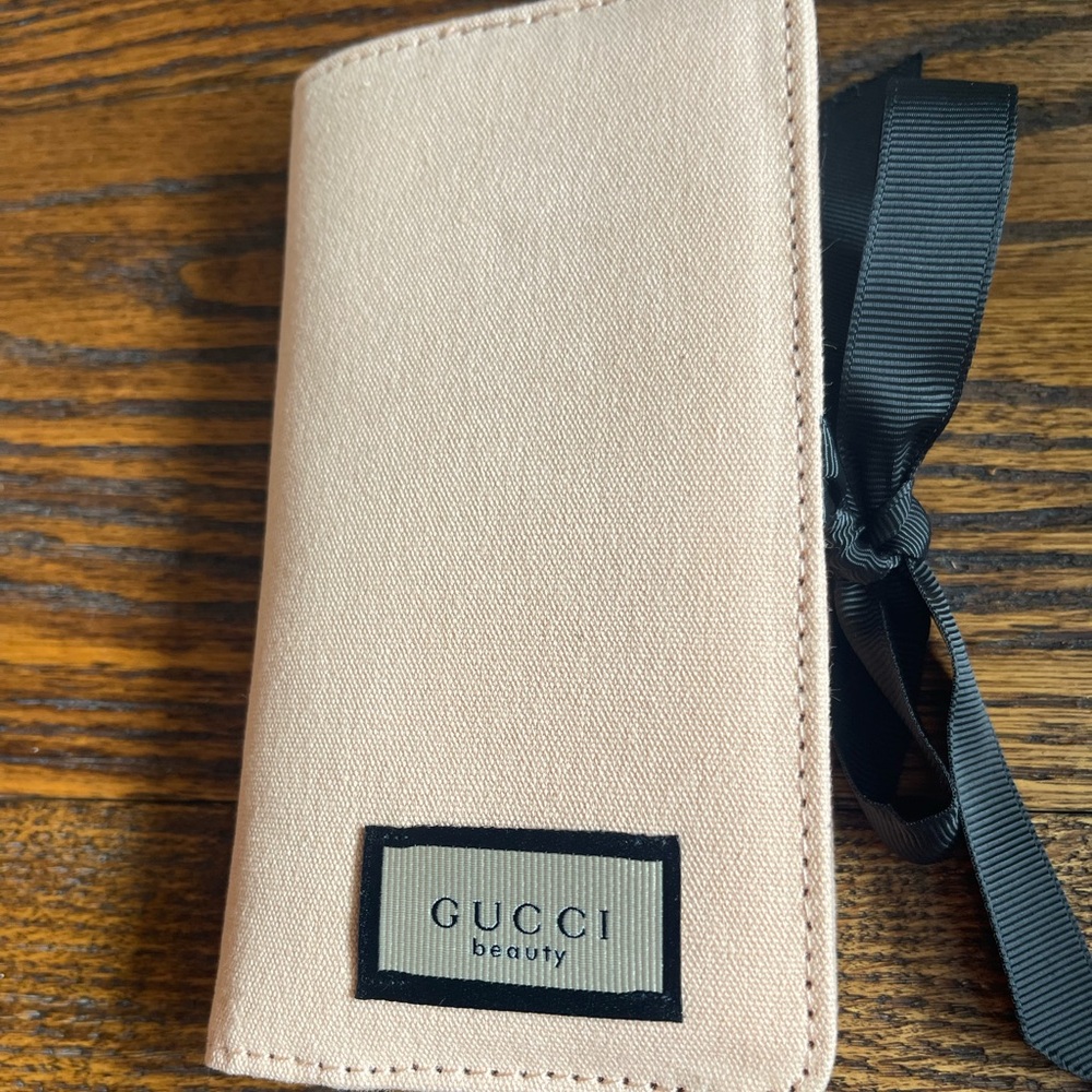 Gucci Beauty Blush Pink Pouch with Black Ribbon